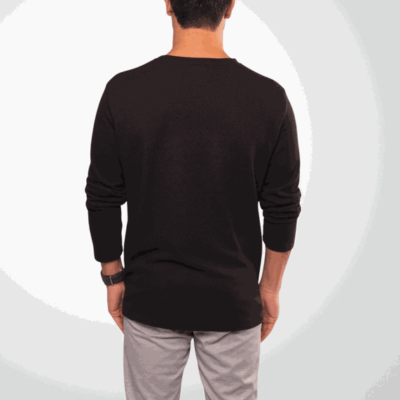 CAMISETA MANGA LONGA PADRÃO MALHA TEXTURIZADA PRETA