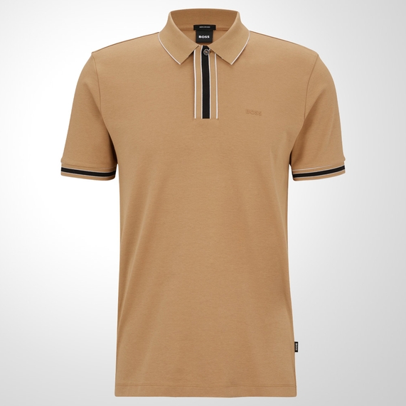 POLO MASCULINA INTERLOCK BEGE BOSS