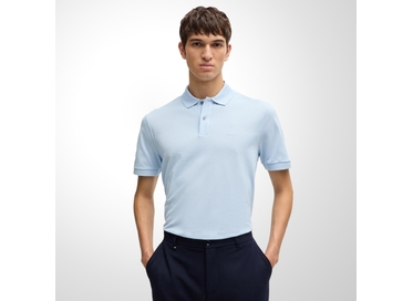 POLO BOSS MASCULINA REGULAR LOGO BORDADO AZUL CLARO