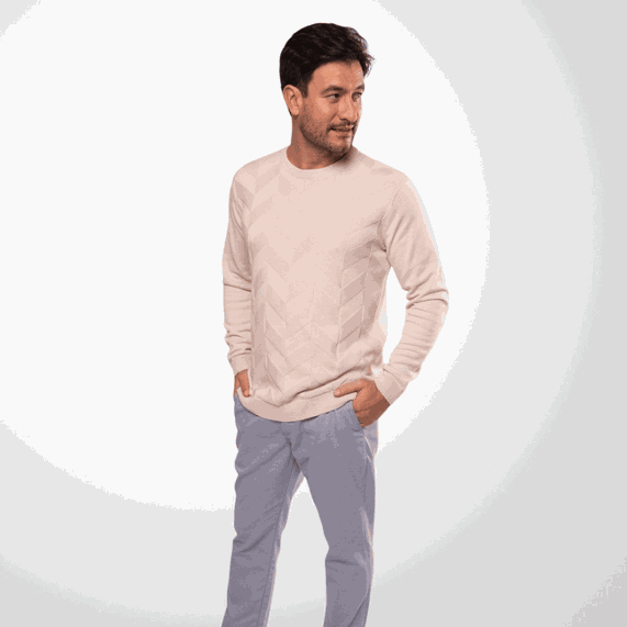 TRICOT MASCULINO PADRÃO TEXTURIZADO BEGE