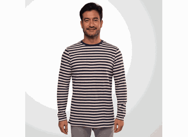 CAMISETA MANGA LONGA PADRÃO LISTRADA MARINHO