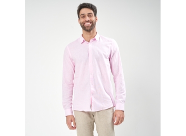 CAMISA LINHO MANGA LONGA ROSA PADRÃO