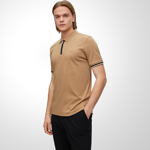 POLO MASCULINA INTERLOCK BEGE BOSS