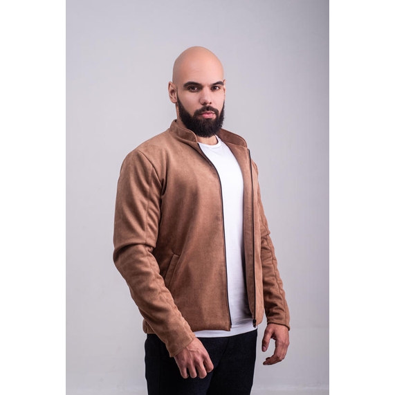 JAQUETA MASCULINA CASUAL SUEDE MARROM PADRÃO