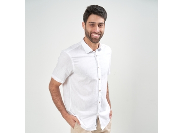 CAMISA LINHO MANGA CURTA BRANCA PADRÃO