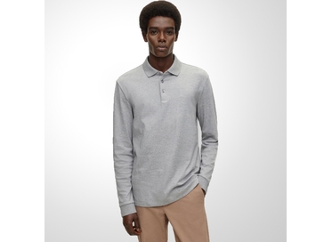 POLO MASCULINA MANGA LONGA PIMA CINZA BOSS