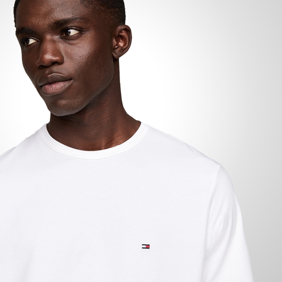 CAMISETA TOMMY HILFIGER MASCULINA CLÁSSICA GOLA C BRANCA