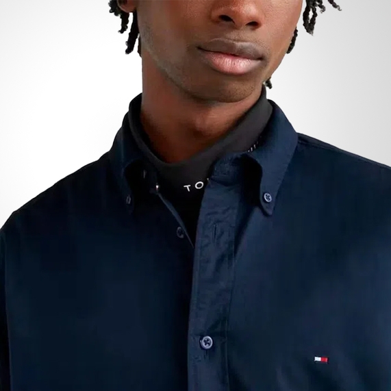 CAMISA MASCULINA CLÁSSICA POPELINE MARINHO TOMMY HILFIGER