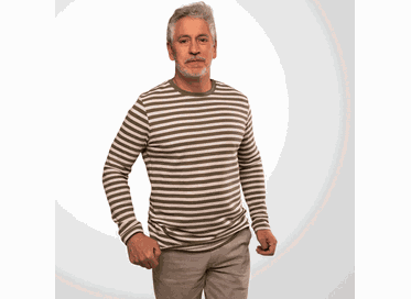 CAMISETA MANGA LONGA PADRÃO LISTRADA VERDE