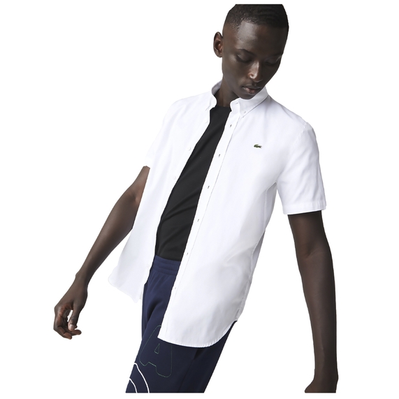 CAMISA MASCULINA MANGA CURTA SLIM FIT BRANCA LACOSTE