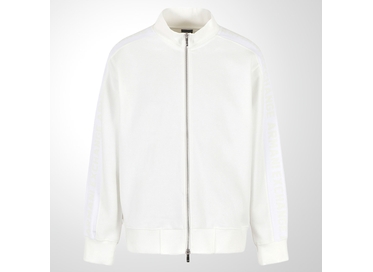 MOLETOM MASCULINO COM ZIPER EM JACQUARD JERSEY BRANCO ARMANI EXCHANGE